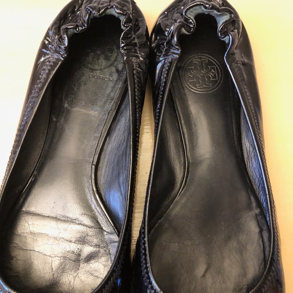 Tory Burch Black Leather Flats 6m - Picture 3 of 6